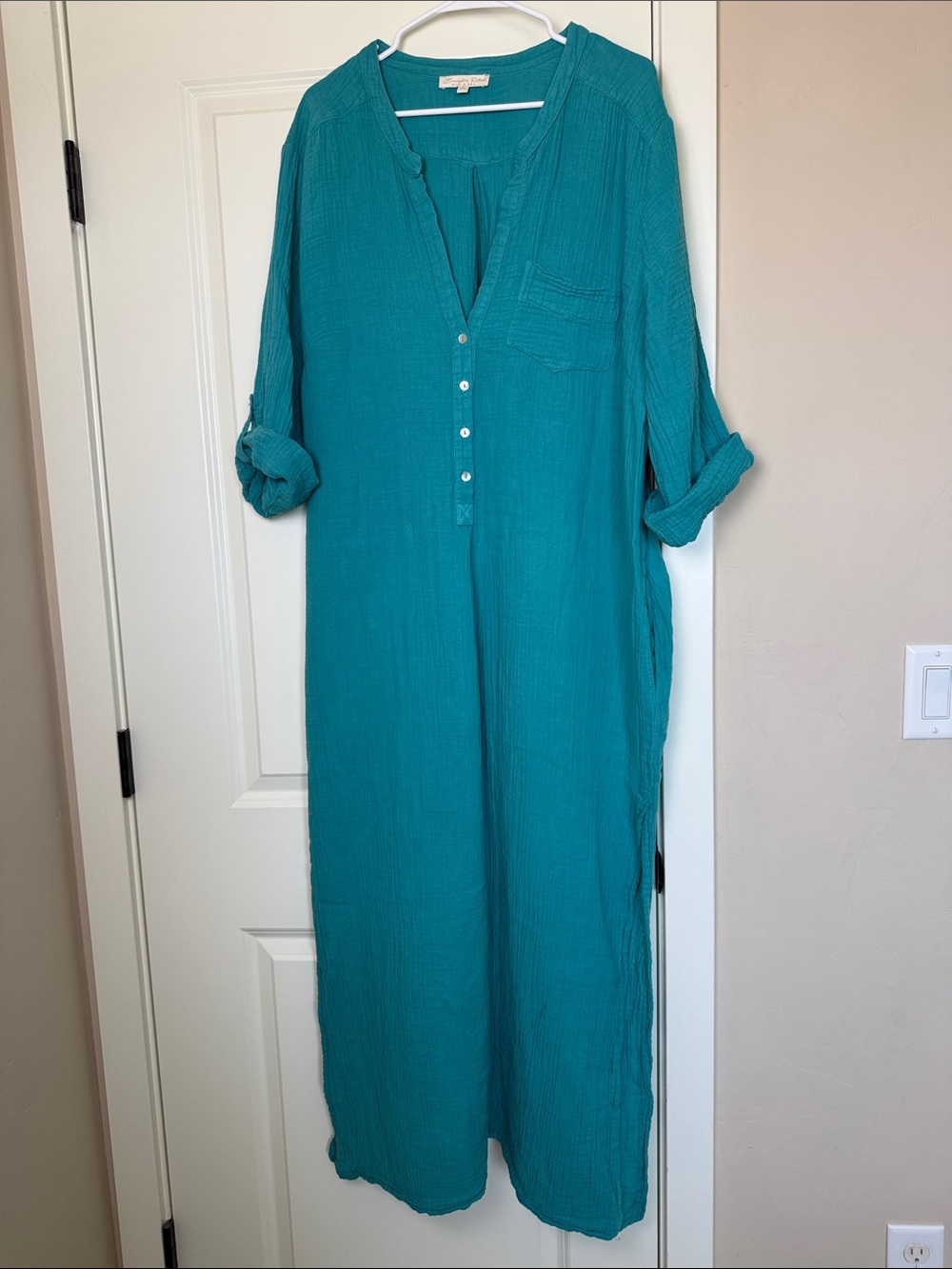 Everyday Ritual | Teal Lightweight Gauzy Women’s Swim Coverup Tunic Caftan